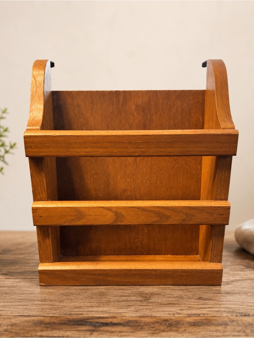 Vintage Wooden Over Door Mail Holder Magazine Rack Rustic Home Decor